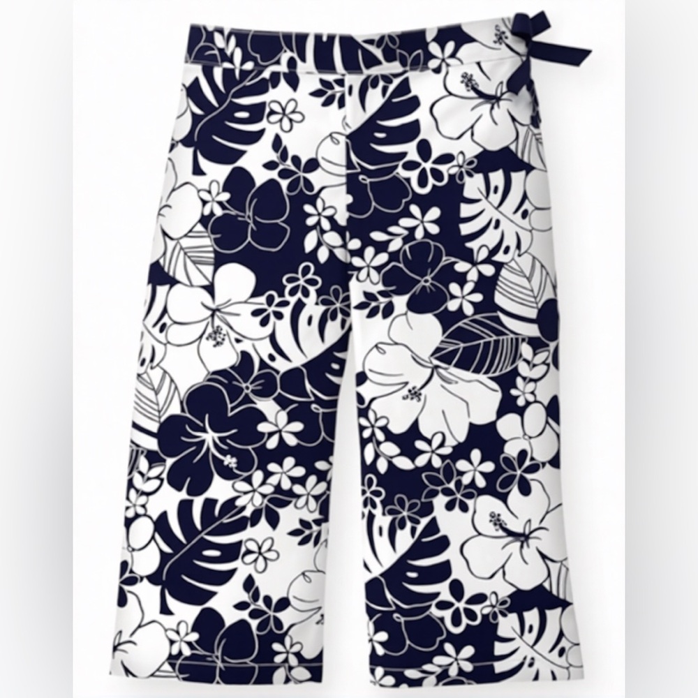 Gymboree Summer Island 100% Cotton Island Print Capri Pant Back Elastic Size 5